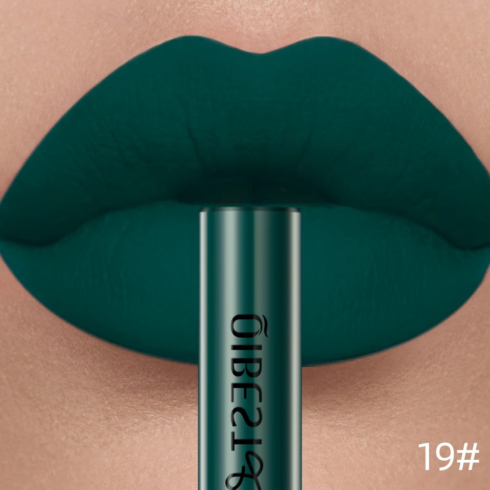 QIBEST Sexy Red Matte Lip Gloss Long Lasting Velvet Liquid Lipstick Lip Makeup Women Beauty Nonstick Cup Waterproof Lipgloss Hot