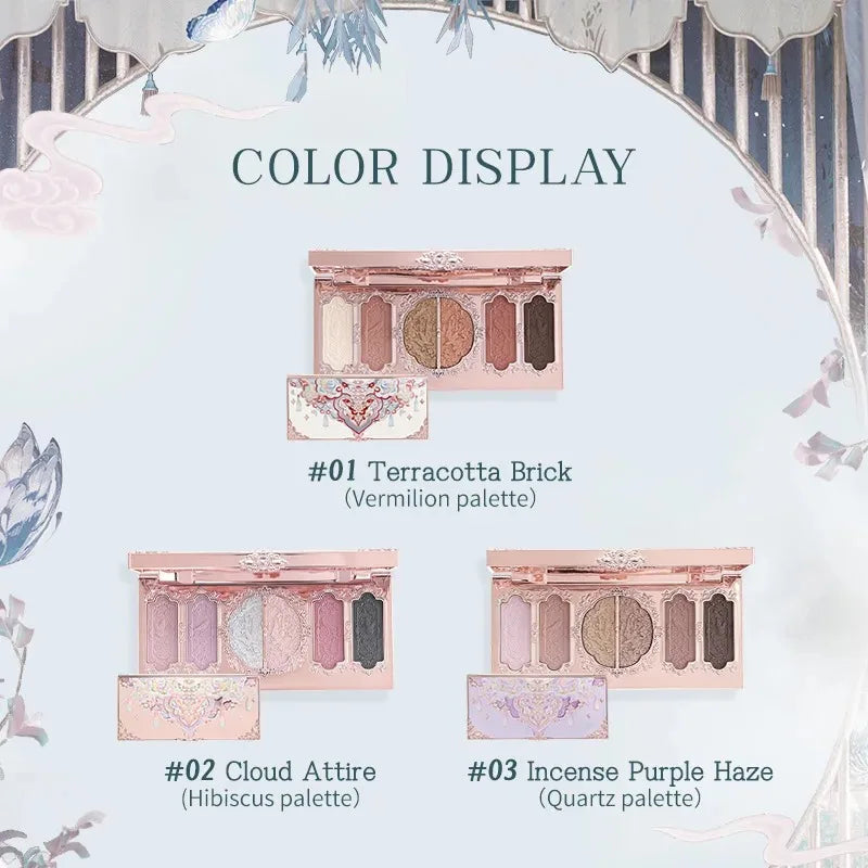 Flower Knows Makeup Butterfly Cloud Collar Collection Embossed 6 Color Eyeshadow Palette Long Lasting Waterproof Gliter For Eyes