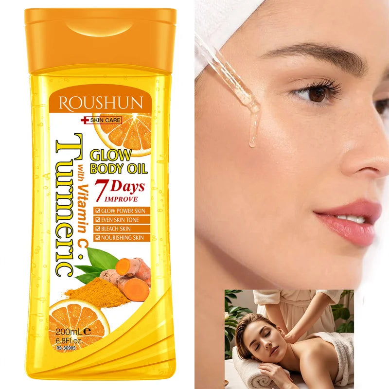 200ml Turmeric VITAMIN C Body Oil Body Skin Care Oil Moisturizing Hydrating Care Suitable for All Seasons Body Face Hand