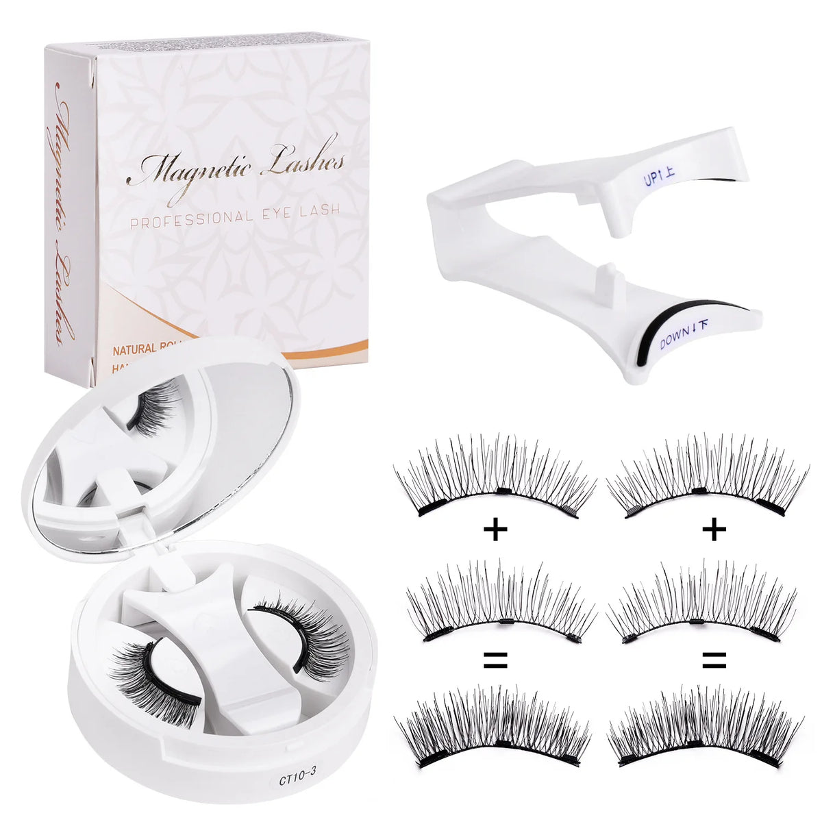 Hot 1 Pair Magnetic Eyelashes Handmade Fluffy Faux Mink Lashes Reusable Natural False Eyelashes and Magnetic Tweezers Set Makeup