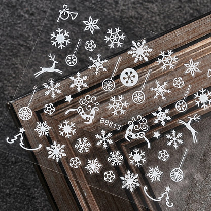 30Sheet/Set Christmas Nail Stickers 3D White Self Adhesive Snowflake Nail Sliders DIY Children New Year Stickers for Nails