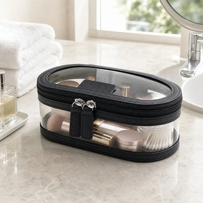 Toiletry Storage Case Transparent Cosmetic Bag Clear Window Double Zipper Cosmetic Organizer Portable Beauty Tools