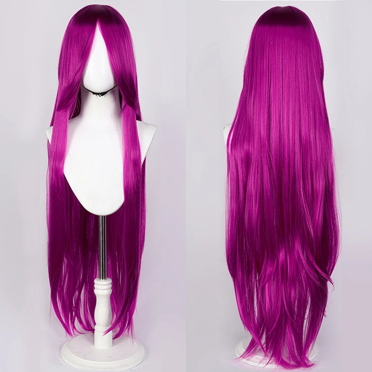 100CM Long Straight Wig With Bangs Synthetic Cosplay Wig For Women Pink Purple Cosplay Wigs for Party For Halloween