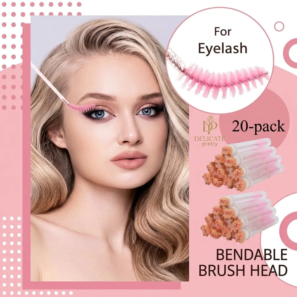 20Pcs Christmas Mascara Wand Eyelash Brushe Spoolies Eye Lash Extension Tool Makeup Accessories Xmas Gift for Women Random Style