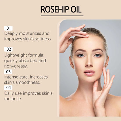 Moisturizing Squalane Rosehip Face Oil Lifting Firming Fade Fine Lines Smoothing Nourishing Skin Rejuvenation Facial Care Oil