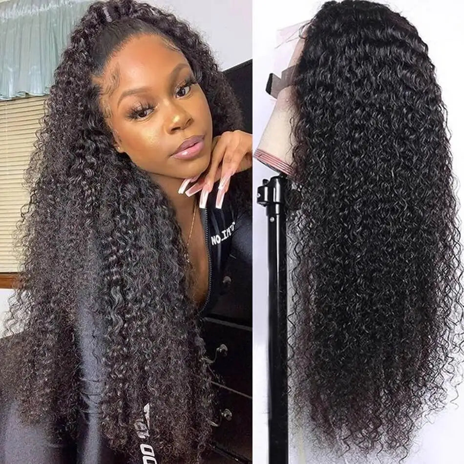 African short curly long hair wigs, fashionable front lace synthetic fiber full head wig