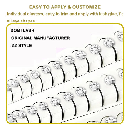 Domi Lash Christmas Cosplay Eyelashes Diamond Glitter Individual Lashes Snow Santa Cat Design False Eyelash Clusters for Party