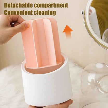 360° Rotating Makeup Brush Bucket With Dust-proof Cover Cosmetic Storage Box