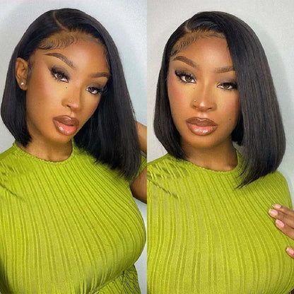 Straight 13x4 Short Bob Remy Hair HD Transparent Lace Full Lace Frontal Wigs 100% Human Hair For Women 4x4 5x5 Lace Closure Wig