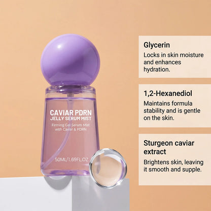 Caviar PDRN&Collagen Peptides Jelly Serum Mist Set,Reshape Skin Cells&Instant Plump,Firm & Anti‑Wrinkle,Dewy Glow&Jelly to Mist Technology,On the Go Skincare Capsule,Clean&Gentle Formulation,Travel Essentials&Self Care Gift