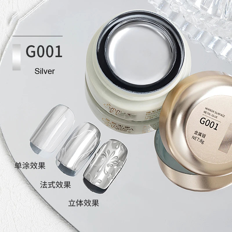 5ML/Jar Silver Metallic Painting Gel Nail Polish Sparkling Glitter Nail Art Gel Varnish Mirror Effect UV Gel Polish Manicure Art