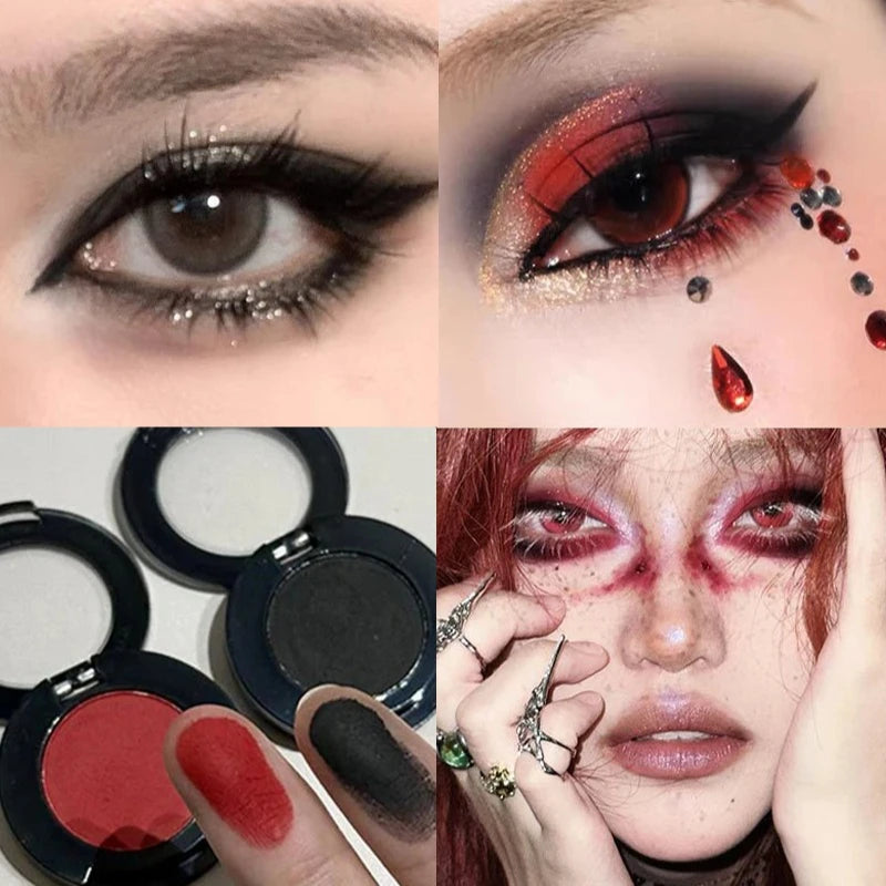 Eyeshadow Matte Red Black White Brighten Highlighter Eye Shadow Palette Lasting Shimmer Highly Pigmented Monochrome Eyes Makeup