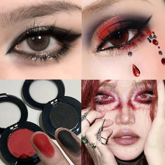 Eyeshadow Matte Red Black White Brighten Highlighter Eye Shadow Palette Lasting Shimmer Highly Pigmented Monochrome Eyes Makeup