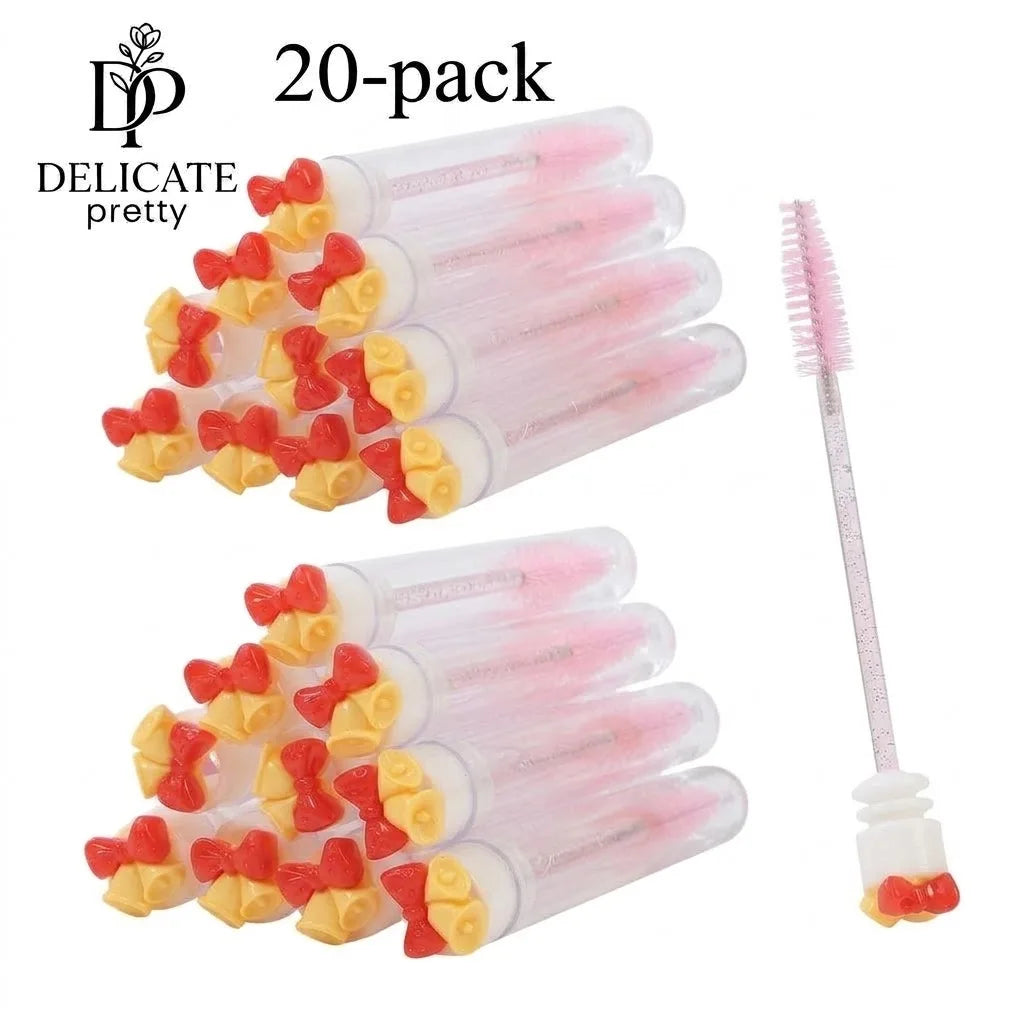 20-Pack Christmas Women Micro Spoolies Ultra-Fine Eyelash & Eyebrow Brushes Lash Extension Wand Comb Makeup Brushes Eyebrow Comb