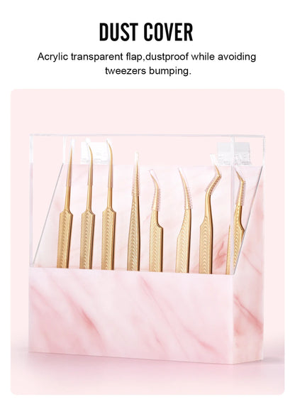 NATUHANA 8 Slots Acrylic Eyelash Extension Tweezers Holder Display Stand Lash Tools Storage Organizer Box Salon Makeup Tools Sup