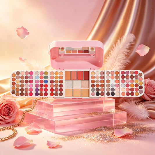 Professional Portable Travel Makeup Set for Women, All‑in‑One Integrated Makeup Palette with Built‑in Mirror for Touch‑Ups, Makeup Gift Set, Perfect Present for Girls on Valentine’s Day, Christmas & Halloween