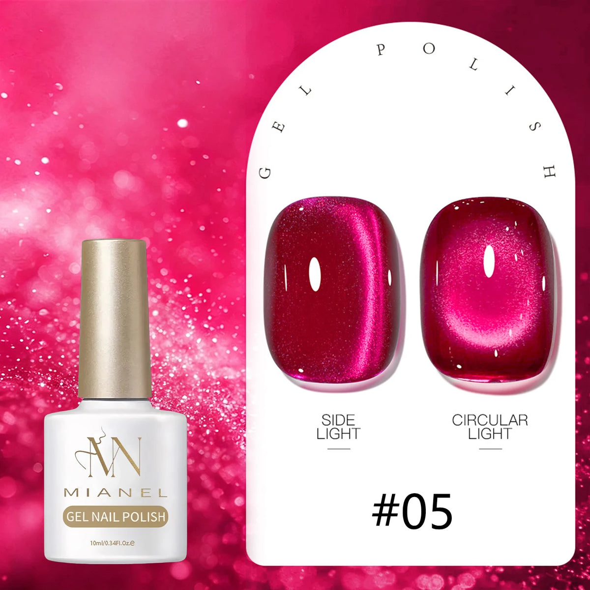 MIANEL 2026 Summer Trend Nude Pink Cat Eye Gel Nail Polish Soft Brightening Transparent Peach Pink with Glass Bead