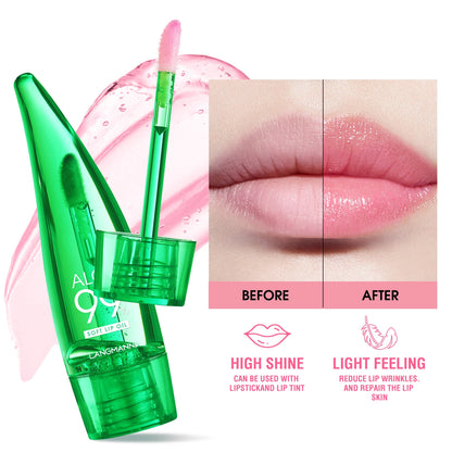 1pc/2pc Aloe Vera Moisturising Lip Gloss Warm Feeling Colour Changing Lip Glaze Long Lasting Moisture Lip Oil Lip care