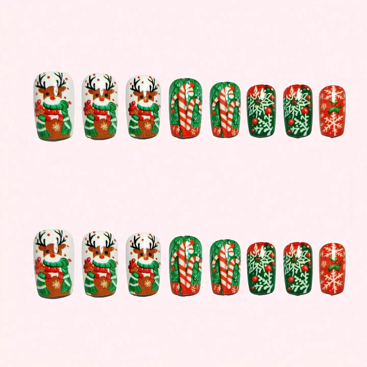 24Pcs Fake Nails, Christmas Theme Manicure, Cute Snowman Nail Tips, Luxurious And Elegant Style, Suitable For Parties, Gatherings, And Daily Wear
