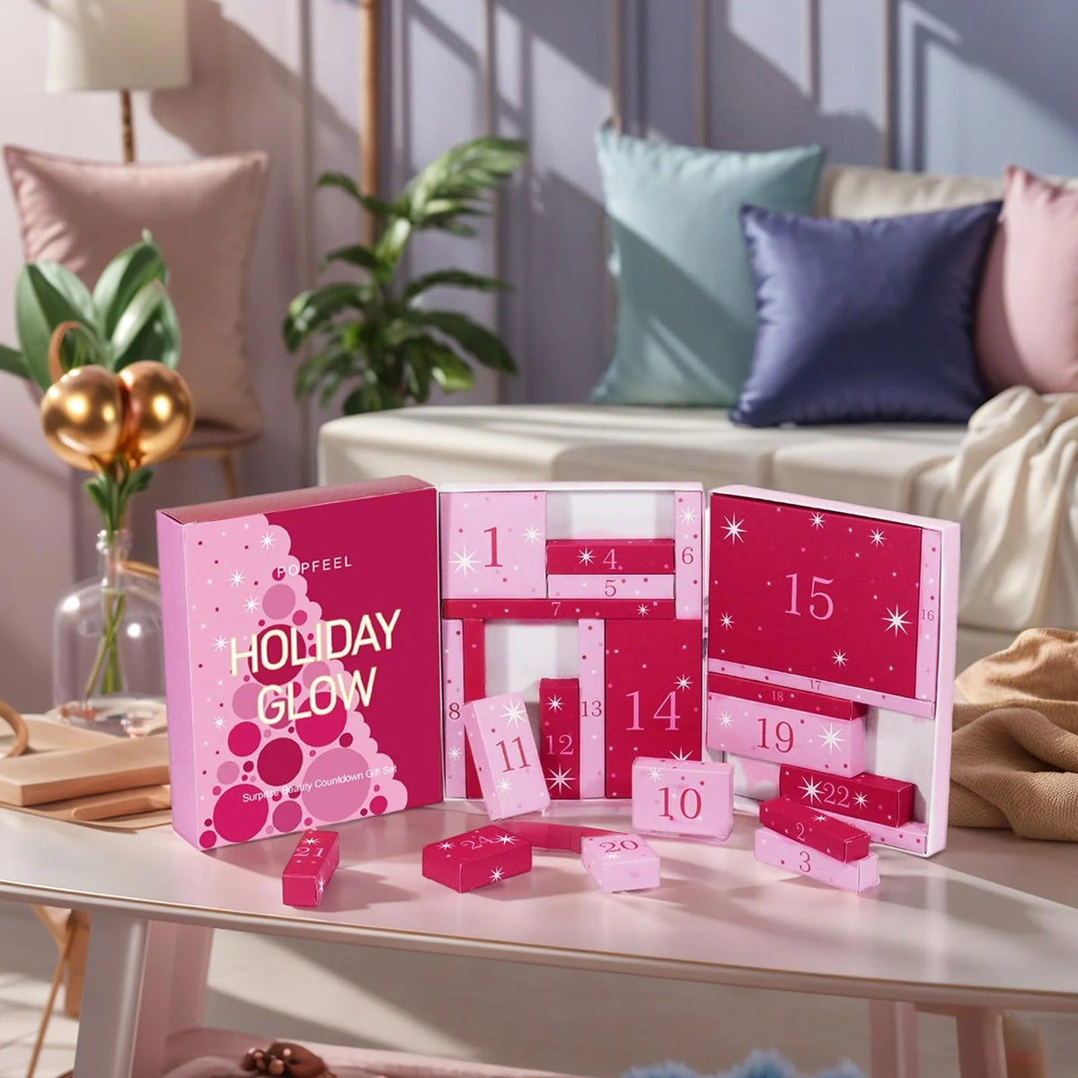2025 Christmas Countdown Makeup Set Lipstick Eye Shadow Cosmetics 24pcs Holiday Beauty Advent Calendar Gift Box for Women Girls