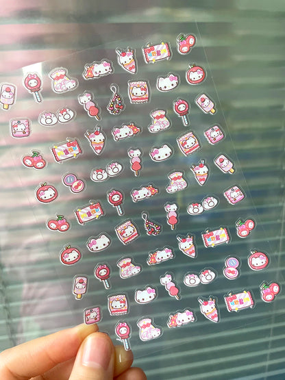 Mini Pvc Hellokitty Adhesive Stickers Nail Art Decor Cartoon Cute Hello Kitty Animals Scrapbook Handbook Waterproof Sticker Gift