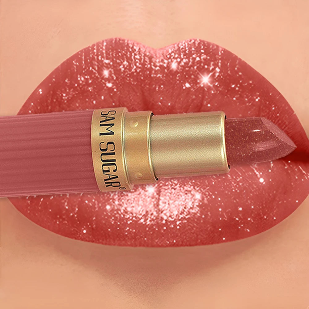 6 Color Metallic Velvet Lipstick Diamond Sparkle Pearlescent Fine Shimmer 12H Waterproof Non-Stick Cup Lip Makeup Women Cosmetic