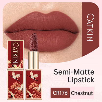 CATKIN Christmas Limited New Year's Lipstick for Lips CATKIN Moisturizing with Golden Glosses, Tone CP170 Crimson Pink, 3.6 G