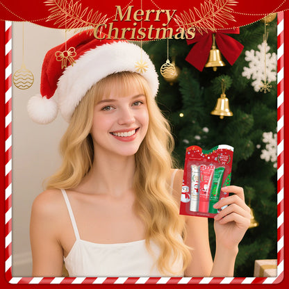 3-piece Christmas card lipstick set -3 flavors (coconut, raspberry, aloe) lasting moisturizing and luster, portable belt