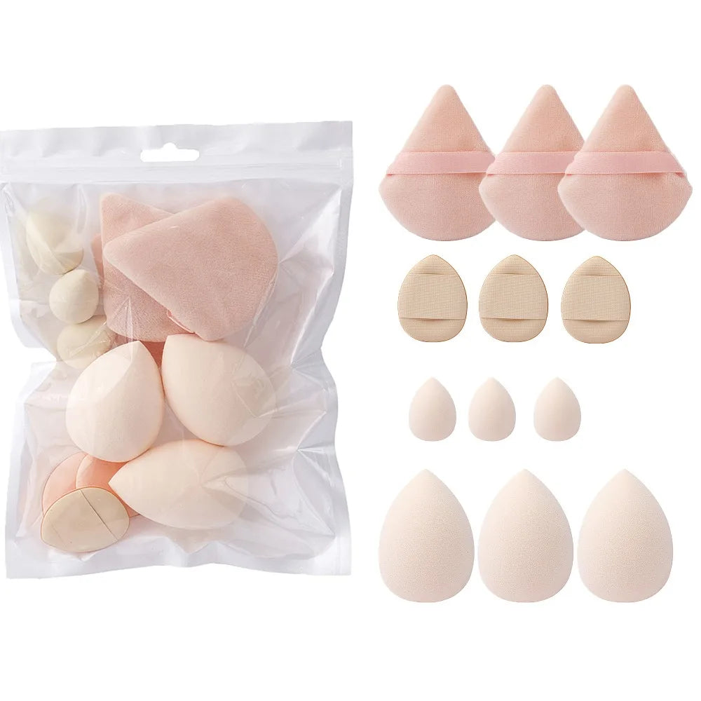 12pcs Makeup Accessories All-Purpose Makeup Sponge Set 4Types Beauty Tools Cosmetic Puff Dry Wet Dual Use Powder Puff