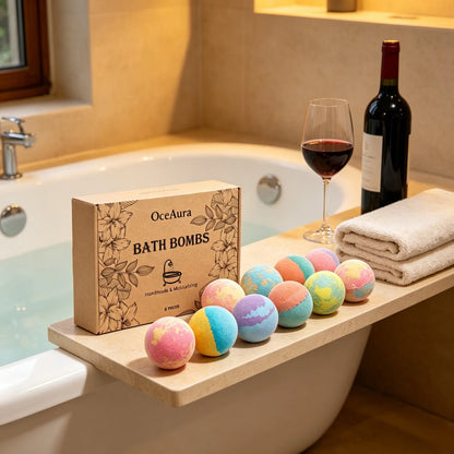 OceAura Bath Bombs Set Lily Rose Rosemary Bubble Skin Exfoliation Improve Dryness Handmade Gift Relaxing Spa Bath Salt Balls