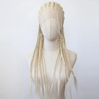 Black Braided Wigs Synthetic Full Lace Wig Glueless Full Lace Synthetic Wig Heat Resistant Fiber Wig for Women Daily Wear