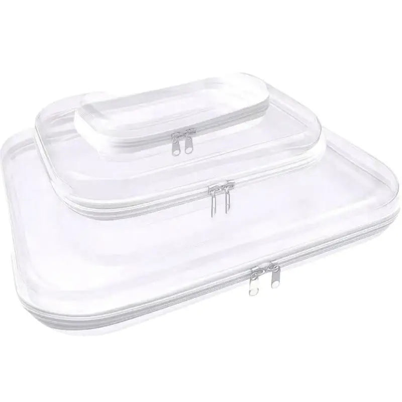 Zippered Hard Pouch Clear Stackable Travel Storage Organizer Cosmetic Bags Makeup Case