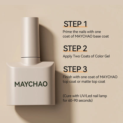 MAYCHAO Cherry Red Gel Nail Polish 12ml Glossy Semi Permanent Soak Off UV LED Frosted Gel Nails Base Painting Varnish
