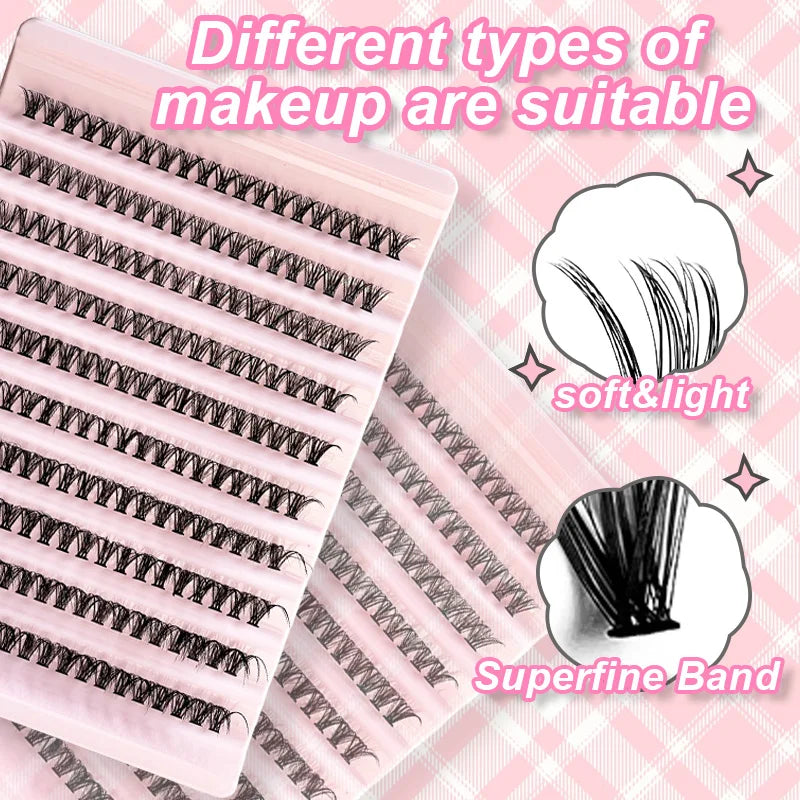 Individual Lashes Eyelash tuft 8-16mm 200pcs Cluster Lashes Natural Look Mixed Tray DIY Eyelash Extension Volume Lash Clusters