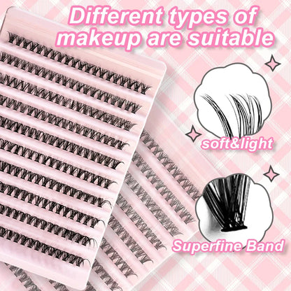 Individual Lashes Eyelash tuft 8-16mm 200pcs Cluster Lashes Natural Look Mixed Tray DIY Eyelash Extension Volume Lash Clusters