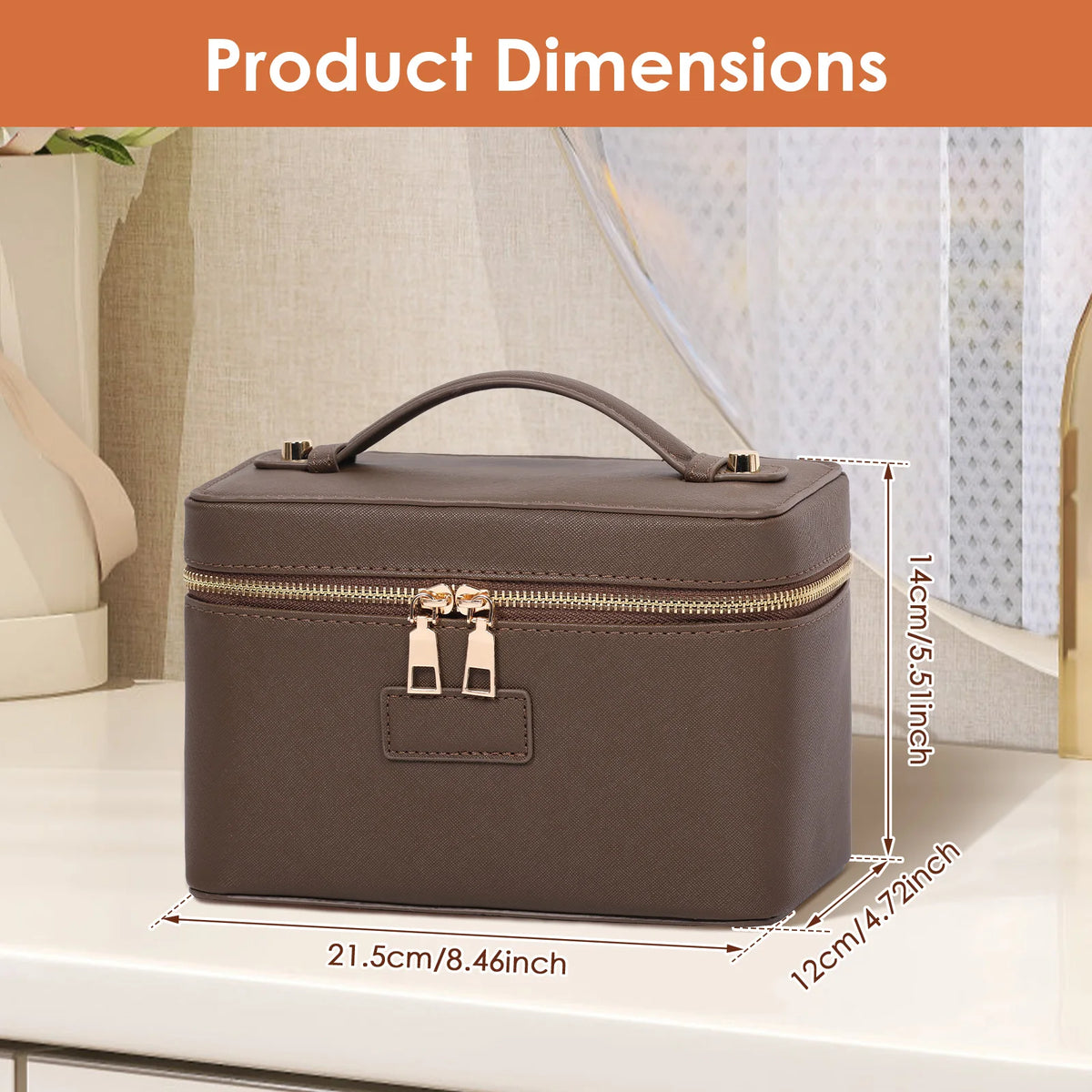 PU leather Cosmetic Bag Women Vanity Case Large Capacity Luxury Portable Travel Toiletry Bags Makeup Organizer