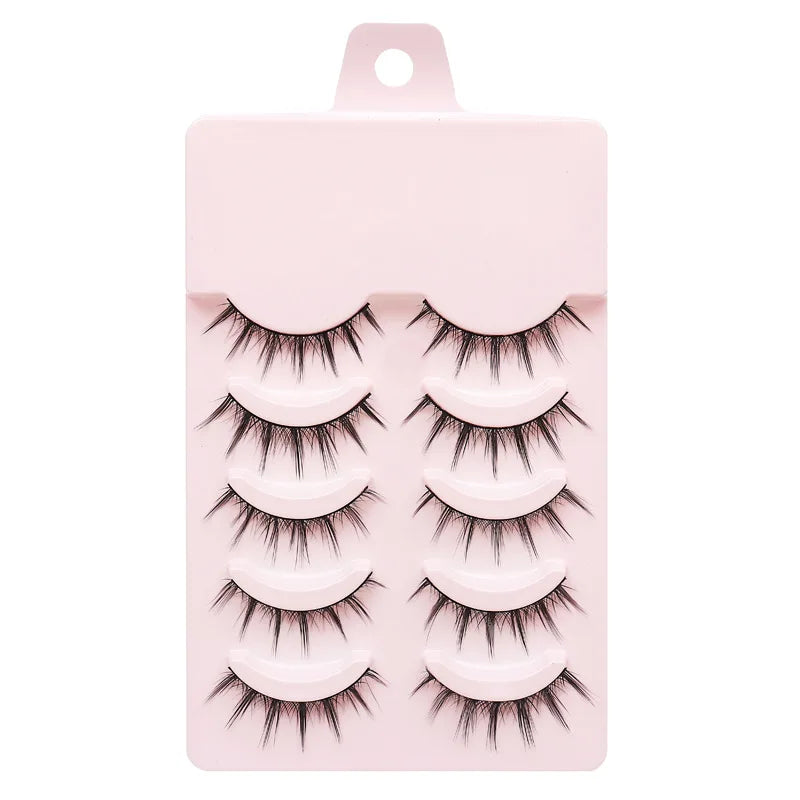 MJ 5Pairs Little Devil False Lashes Natural Fake Eyelashes Fluffy Soft Daily COS Full Strip Lashes Band