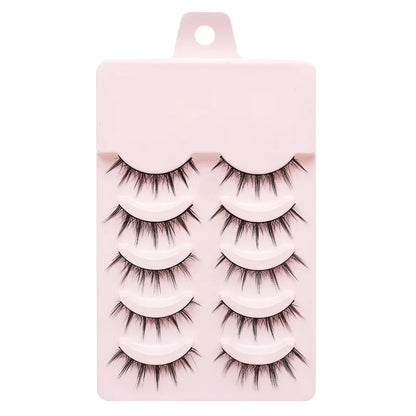 MJ 5Pairs Little Devil False Lashes Natural Fake Eyelashes Fluffy Soft Daily COS Full Strip Lashes Band