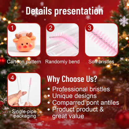 20Pcs Christmas Eyelash Brush with Dustproof Tube Reusable Lash Spoolies Mascara Wand Portable Eyebrow Comb Extension Xmas Gifts