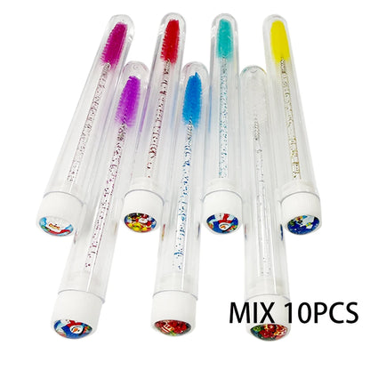 10/25Pcs Christmas Eyelash Brush Tubes Lash Extension Mascara Brushes Wand Eyebrow Comb Spoolies Container Applicators Tools