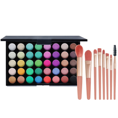 POPFEEL 40-Color Eyeshadow Palette with 8 Pink Eyeshadow Brushes – Matte & Shimmer Shades for Everyday Makeup, Long-lasting