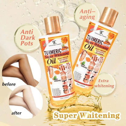 Turmeric Super Whitening Oil 200ml | Anti-Dark Spots & Anti-Aging Body Repair Essential Oil with Wheat Germ & Sweet Almond Oil