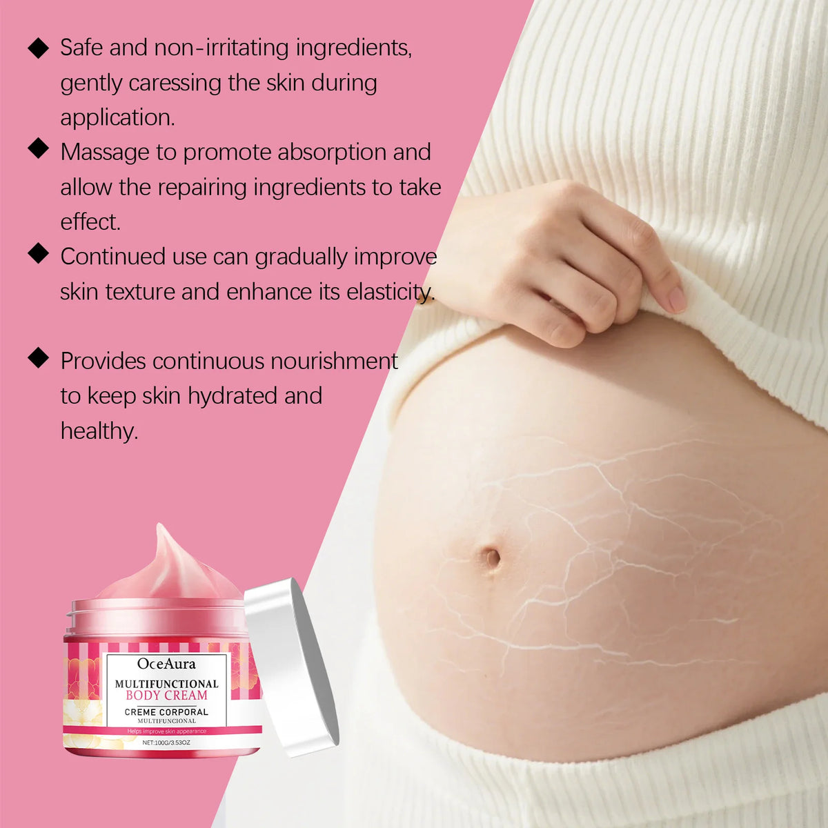 Pregnancy Stretch Mark Cream Smooth Skin Regeneration Deep Hydration Non-greasy Multifunctional Cream for Stretch Marks Removal