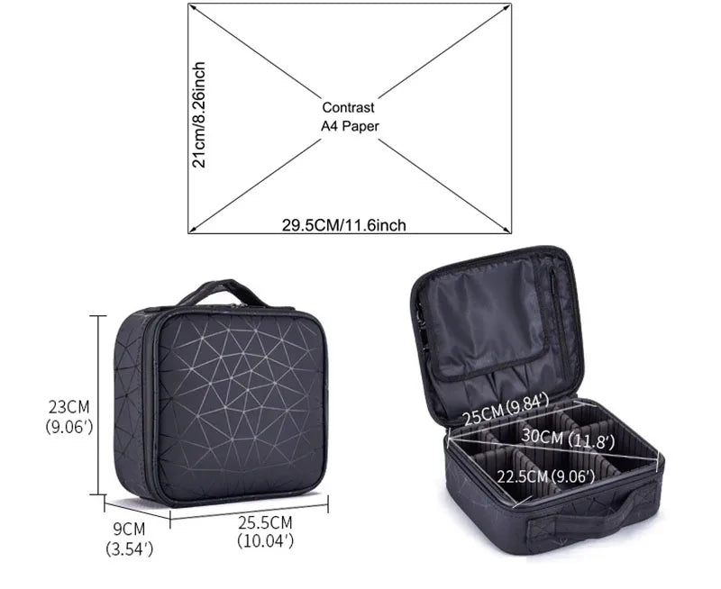 New PU Leather Cosmetic Bag For Women Professional Makeup Case Travel Toiletry Makeup Bag Beauty Nail ToolBox Make Up Handbag