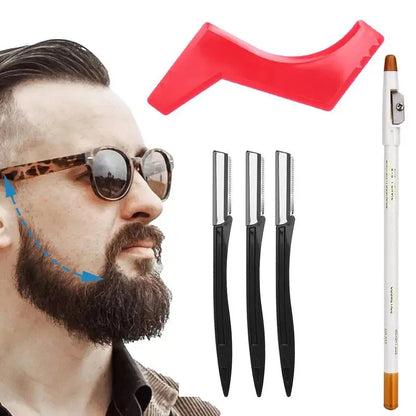 Men Razors Beard Shaving Tool Kit Man Styling Template Stencil Whiskers Comb Beard Pencil Hair Removal