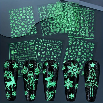 9PCS Nail Stamping Plates Christmas French Xmas Steel Printing Stencil Snowflakes Nail Stamp Templates Nail Art Manicure Tools