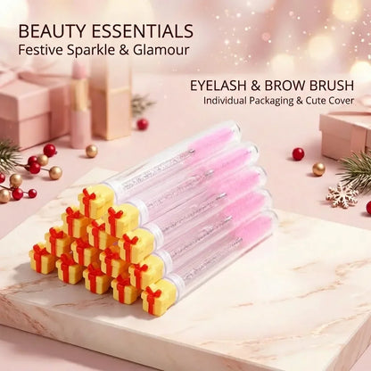 10pcs Christmas Eyelash Eyebrow Brush Precision Lash Comb Spoolie Extension Tool Ultra-Fine Makeup Brush Holiday Gift for Women
