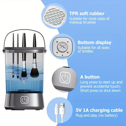 3 in 1 Automatic USB Makeup Brush Cleaner Electric Portable Rechargeable Professional Makeup Cleaner for Makeup Brushes