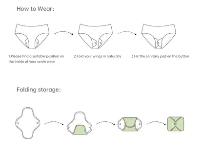 10Pcs Mixed 3 Sizes Reusable Cloth Menstrual Pads with Storage Bag, Washable Soft Sanitary Napkins Set.