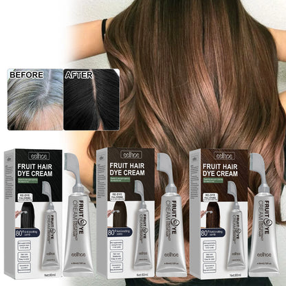 Fruit and Vegetable Hair Cream, Naturally Gentle, Long-Lasting, Does Not Damage Scalp or Hair, Easy to Color, Black Hair Cr